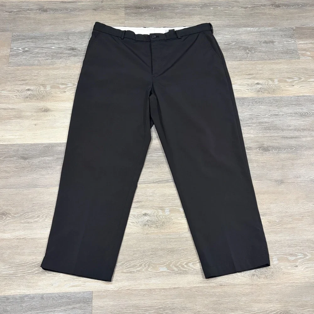 Greg Norman Mens‎ Blk Golf Pants 40x29 Flat Front Performance Stretch Shark Logo